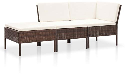 Festnight Gartensofa 3 Sitzer Balkon Sofa Rattan Sitzbank Balkon Lounge Klein Lounge Sofa Outdoor Gartenlounge Balkonmöbel Sitzecke Rattansofa Couch Loungemöbel Gartenmöbel Set