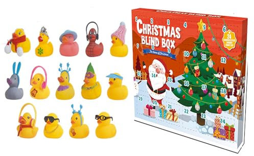 LoKori Weihnachts Adventskalender für Kinder, Adventskalender 2023, Mini Gummi Enten Adventskalender, Weihnachts-Gummi Enten Adventskalender 24-Tage, für Kinder und Erwachsene (A)