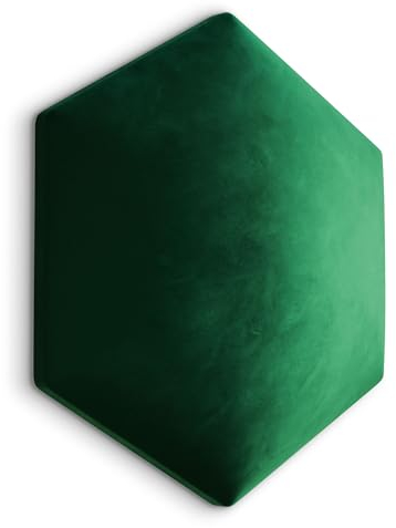 Muralo Samt Wandkissen Hexagon Stoff Polsterpaneel Schlafzimmer Wohnzimmer Bett Wandpolster Bettkopfteil Lendekissen Modern Luxus Gepolstert Magic Velvet (Flaschegrün, Br.35cm x Hö.40cm)