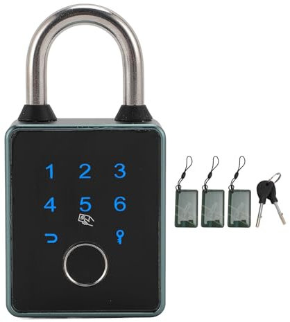 Fingerabdruck Vorhängeschloss, 5 in 1 Fingerabdruck Passwort, IC Karte, APP Schlüsselschloss, Intelligentes Vorhängeschloss mit Schlüsselloser Biometrie, Schließfachschloss, (für