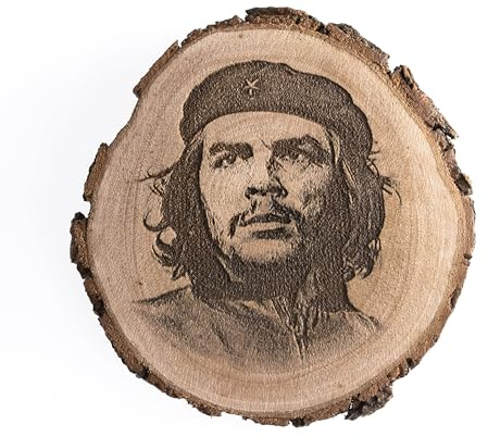 Decorative Magnet on Wooden Log Slice with Che Guevara 6.5 x 7.5 cm, Revolution (Hornbeam)