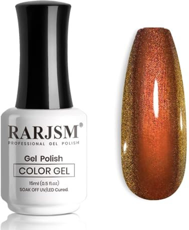 RARJSM Chameleon Gel Nail Polish Orange to Yellow Multichrome Gradient Color Changing Orange Shimmer Glitter Gel Polish Curing Requires Sparkle Chrome Soak Off Nail Varnish 15ml Salon