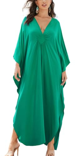 YouKD Enfärgade bohemiska kaftan klänning strandtäcken plus size badrockar en storlek, B Färg 3, en storlek