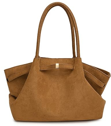 Makukke Kunstwildleder Tote Bag, Kunstwildleder Tasche Damen Hobo Handtasche Damen Mittelgroß Vintage Schultertasche Slouchy Bag für Arbeit Büro Reisen Einkaufen Schule