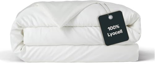 twenty:three Lyocell Deckenbezug 135x200 Pure White - 100% Tencel - Gewonnen aus Eukalyptus - Hochwertig - Nachhaltig - Atmungsaktiv - Luxus - Hypoallergen