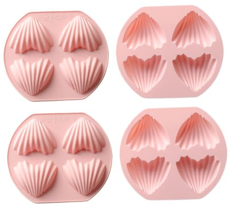 OKUMEYR 4pezzi Stampo Per Torte Cavità in Silicone Forma Cuore Stampo Per Madeleine Biscotti e Fondente Antiaderente Facile Da Pulire e Usare