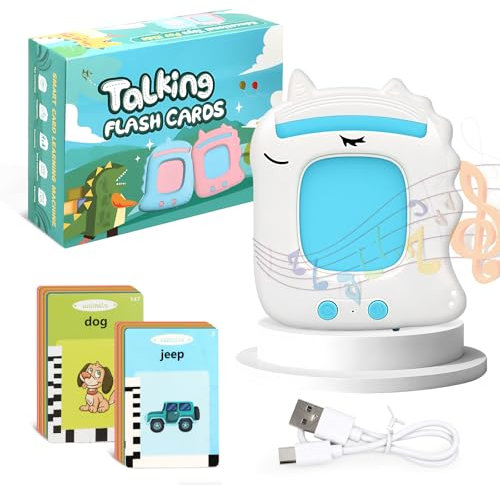 KEWUZY Sprechende Lernkarten Deutsch - Lernspielzeug für Kinder Ab 2 3 4 5 6 Jahre 112 Blätter Lernkarteikarten 224 Wörter Hörbar Spielzeug Geschenk Sprechen Lernen Wörter Lernen