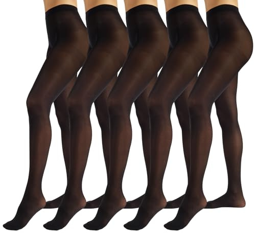 PIKY PACK 5 Paia di Collant Neri da Donna, Collant Coprenti 50 Denari, Calzamaglia Opaca, Calze Pesanti da Donna, Calze Made in Italy (IT, Testo, S, Regular, Regular, Nero)