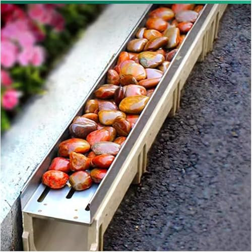 KIJyfgTR Entwässerungsrinnensysteme, Trog-Entwässerungssets, Regenrinnen aus Betonschlämme mit Metallgittern for Gartenterrassenböden(20x15x100)