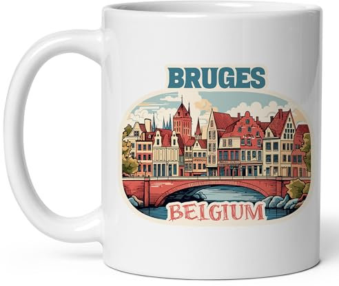 Tazza Da Caffè Bruges Belgium Latte Mug Personalizzato Tazze Caffè Donne Tazza Innamorati, Per Bambini, Colazione, Compleanno, 330ml