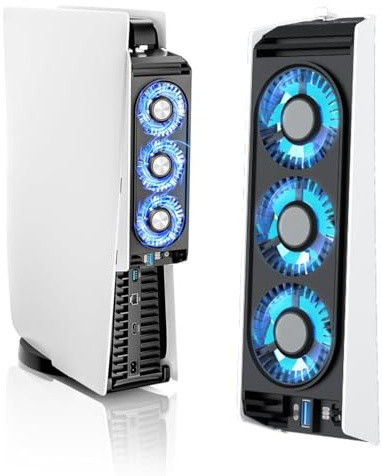 NHQZ Refroidissement et Ventilateurs pour PS5, Refroidisseur avec LED, Vitesse Automatique, Hubs USB3.0 pour PS5