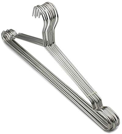Percha extra ancha de acero inoxidable de 50 cm para abrigos grandes, perchas de metal duraderas (paquete de 20) para una mejor organización del armario