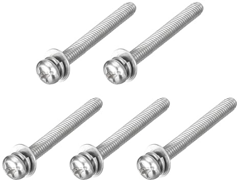 QUARKZMAN 5 Stück Linsenkopfschrauben Kreuzschlitz M3 x 25mm Rundkopfschrauben mit Federring und Unterlegscheiben, 304 Edelstahl Gewindeschrauben für Holz Weichmetall Reparatur