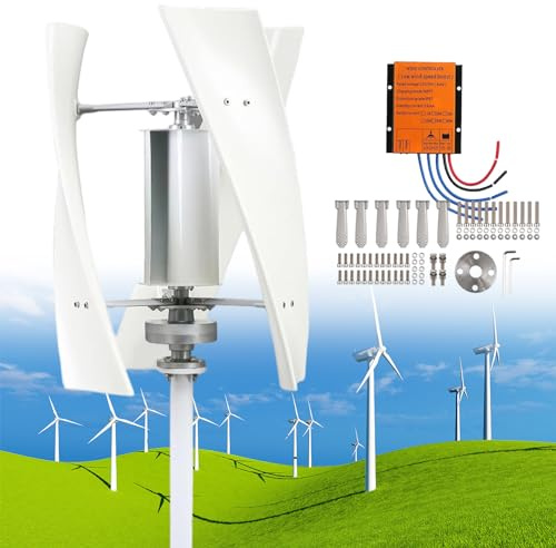 Vertical Wind Turbine Generator Kit with MPPT Controller, 8000W 12V/24V/48V Home Power Energy Solution for Electricity Production