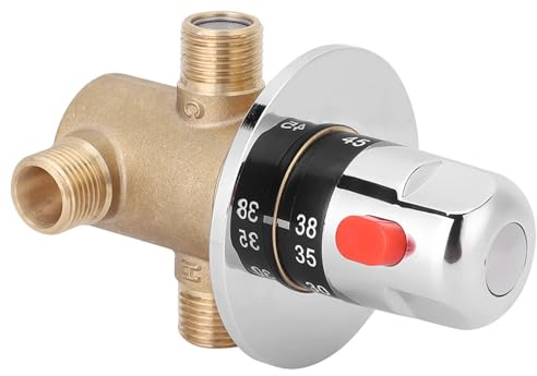 LUCKDANO Mischventil, Thermostatisches Ventil Thermostatisches Mischventil mit Nicht -Return -Einlässen G1/2in 3 für Badezimmer, Toilette, Küche, Waschen
