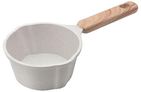 GUHPZA Pentola per Il Latte Compatta con Manico Ergonomico per Cucinare, Nera，White