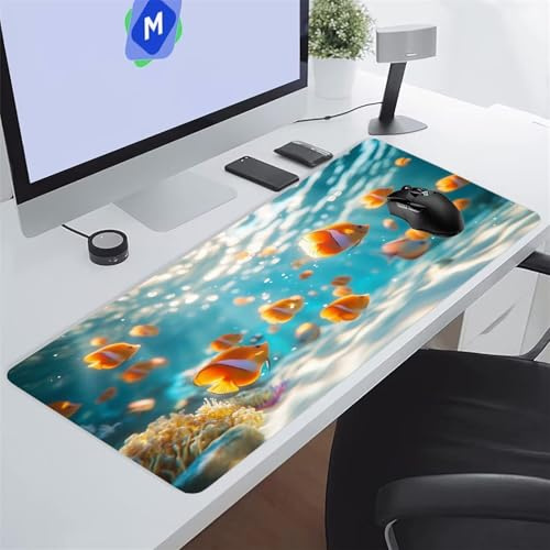 Tappetino Mouse XXL Gaming 1200x600x3 mm Vita Marina Tappetino per Mouse Grande Cuscinetto per Tastiera Grande da Scrivania Gaming Mousepad Lavabile per Ufficio e casa