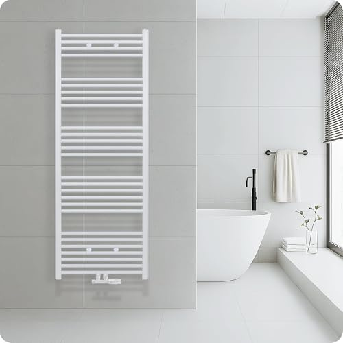 Belvit Badheizkörper, 1600x600 mm, 712 Watt, Mittelanschluss, Nabenabstand 50 mm, Qualitätsstahl, Weiß, wandhängend, wasserbetrieben, Badheizkörper, Heizkörper, Handtücher
