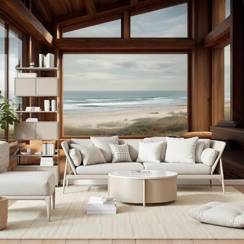 Gaqinhh Mer Plage Paysage Papier Peint Panoramique, Côte Illusion D’Optique Papier Peint Intissé, Tapisserie Murale Cuisine Salle de Bain, Décoration Murale Chambre, 150 x 105 cm