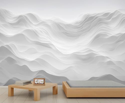 3D-Stereo-Relieflinien-Tapete, grauer Farbverlauf, stromlinienförmiges Design, Wandbild, abstrakte Kunst, Bürotapete, Kindertapete für Schlafzimmer, Wohnzimmer, Wanddekoration, 150 x 105 cm