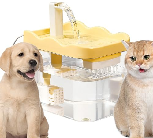 Acunny Fuente para gatos, bomba silenciosa, apagado inteligente, fuente de agua para gatos, gran capacidad, para gatitos, cachorros, perros pequeños, mascotas, hogar, apartamento, dormitorio, viajes