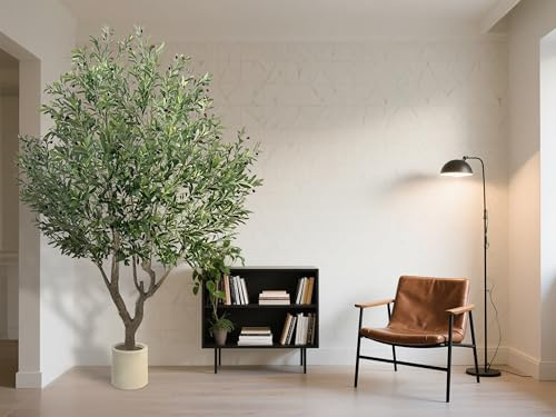 BONERVA Olivo Artificial Luxe, 250 cm, Planta Decorativa, Estilo Mediterráneo, Verde, Tronco PE/Hojas Poliéster, con Maceta Crema, Interior/Exterior, Decoración