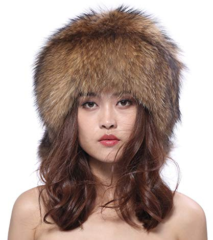 BeFur Unisexe Chapeau de Noël en Fourrure de Raton Laveur avec des Pompons pour Les Activités de Plein Air Froides