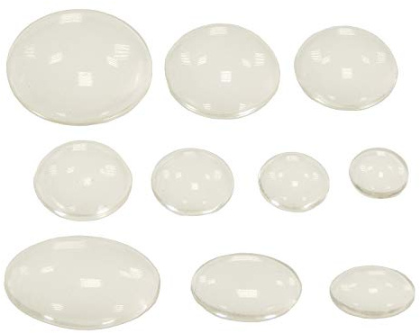 Perlin Glas Cabochon Set Rund und Oval Klar Glaskuppel für Schmuckherstellung DIY Basteln 10 Größen 10 mm bis 30 mm Flatback Cabochons 100 Stück