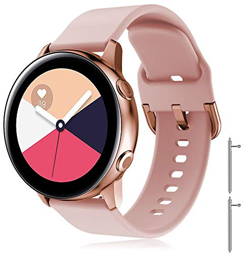 TOPsic Galaxy Watch Active 2 40 mm 44 mm/Active/Galaxy Watch 42 mm/Gear S2 Classic/Gear Sport/Vivomove/HR/Vivoactive 3/Forerunner 245/645, 20 mm Ersatzarmband aus Silikon