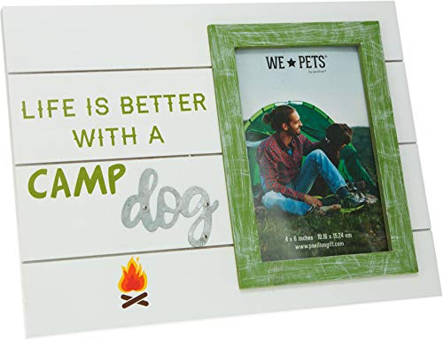 Pavilion Gift Company Life is Better with A Camp Dog 10.5x8 Inch Portrait Green Easel Back Picture Frame