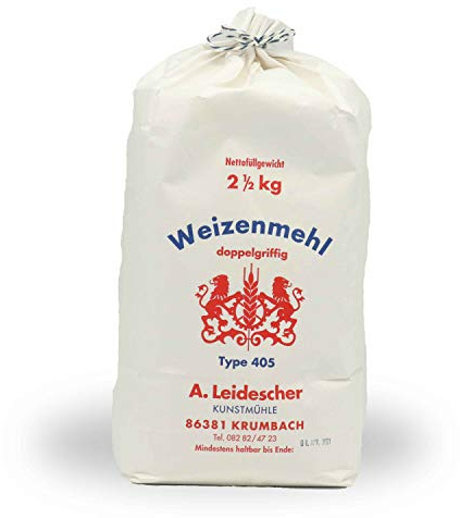 Premium vete mjöl – det goda från Tyskland – VETE mjöl 405 2,5 kg – KUNSTMÖL LÄNNING – DOPPLHANDFFIG 2500 gr