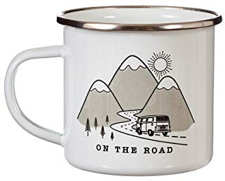 Sass & Belle On The Road Enamel White Mug