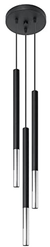 SOLLUX lighting Hängelampe Pendelleuchte Hängeleuchte - Deckenlampe Stahl - 3 Flammig - LED Lampe Glühbirne - Schwarz Chrom Mozaica