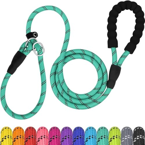 TagME Réfléchissant Laisse Coulissante, Laisse Corde de Dressage pour Petits Chien, Ø12mm x 185cm, Turquoise