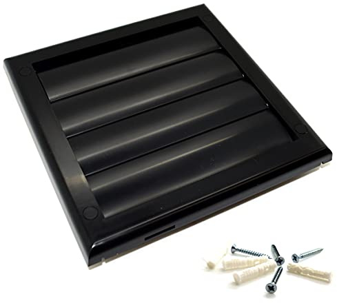 Black Gravity Grille 125 mm / 5 inch External Ducting Air Vent with Round Spigot and Non-Return Gravity Shutters for Kitchen Ceiling Extractor Fans Bathroom Ventilation Duct Fan Cover