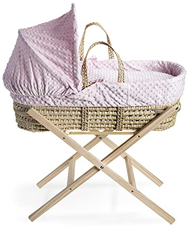 Clair de Lune Dimple Palm Moseskorb mit natürlichem Klappständer, rosa, 75 x 28 cm