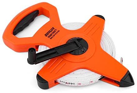 DIFFLIFE Open Reel Measure Tape Measuring Reel,165-Feet-50M by 1/2 Inch, 3X Speed Double-Coated Fiberglass Tape Measure with Metal Spike, Athletic Field, Long Jump Measuring Tape Reels (165FT)