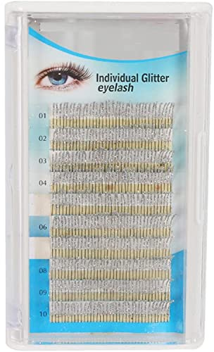 Glitzer Wimpernverlängerung, Mode Glitzer Schimmer Fake Lashes,C Curl 0,15mm Glänzend Bunte Falsche Wimpern Silber/Lila Individuelle Wimpern Make-up (Silber)
