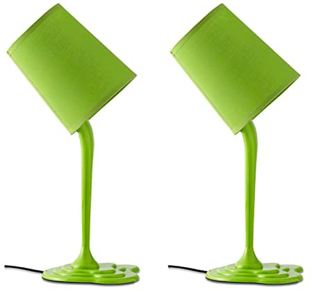 konsimo EKLES 2er Set Tischlampe - Schreibtischlampe für Wohnzimmer, Schlafzimmer und Flur - Tischleuchten Leselampe - Desk Lamp - Grün - Kunststoff und Stoff Table Lamp