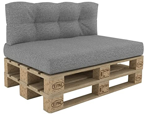 POKAR Palettenkissen Palettenauflagen Palettenmöbel Palettensofa 2er Set: Sitzkissen 120x80 + Rückenlehne 120x40, Grau