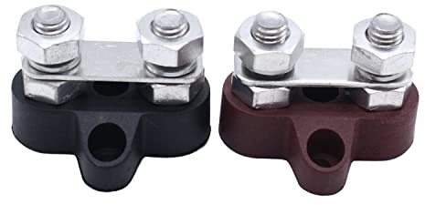 1 Schwarz 1 Rot 48 V DC Max M8 Dual Terminal Bolzen Batterie Stromverteiler Klemmleiste Bolzen Abzweigpfosten Universal für Auto Marine Auto Anhänger Wohnmobil Boot