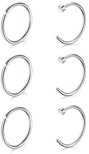 AceFun 18G 20G 22G Anelli al Naso Aprire Acciaio Inossidabile Anello Setto Piercing al Naso Helix Cartilagine Tragus Set Monili al Diametro Interno 6/8/10mm Piercing per Il Corpo