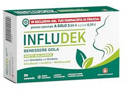 CHEMIST’S RESEARCH INFLUDEK BENESSERE GOLA | 30 Caramelle Orosolubili Gusto Balsamico per le Vie Respiratorie e Mantenimento Tono Vocale | Senza Zucchero