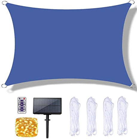 Usknxiu Voiles d'ombrage rectangulaires pour patios, Voiles d'ombrage bloquant Les UV avec lumières LED, pour Patio, balcons, pelouse, fête, activités de Plein air,2x2.5M