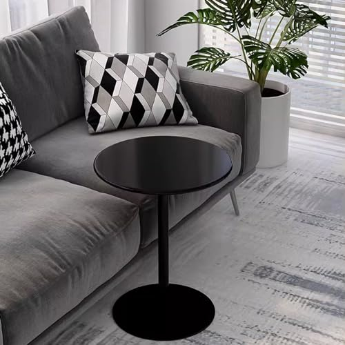Runder Beistelltisch, schwarzer Kleiner Akzenttisch, Nachttisch, Couchtisch, Cocktail-Bartisch, Küchen-Esstisch, Konferenztisch, Kaffee-Besprechungstisch, Bistro-Pub (Size : 60x60x72cm)