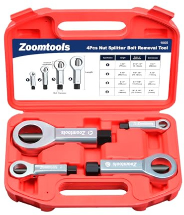 Zoomtools casse ecrou 4 pièces séparateur d'écrou robuste outil de retrait de coin cassé endommagé, outil de séparation de retrait d'écrou