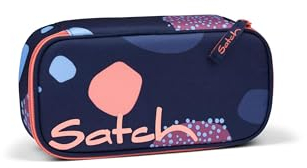 Satch Schlamperbox extra groß inkl. Trennfach Reißverschlussfach Stiftehalter Geodreieck Sichtfenster für Stundenplan Coral Reef - Dunkelblau