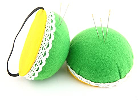 NUOBESTY 2 Stück Handgelenk Nadelkissen aus Baumwolle, Oval Grün