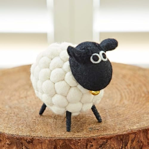 Paper High Filz-Schaf Ornament – niedliche Heimdekoration – Geschenk zum Einzug – witziges Geschenk – mehrfarbig, grau und weiß Farboptionen (weiß)