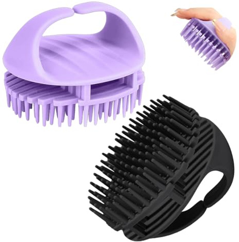 OULIGET Scalp Massager Shampoo Brush with Long Bristles, Silicone Scrubber Hair Wash Tool for Dandruff, Comfortable Shower Brush, 2 Pieces